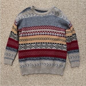 Red and Grey Patterned Sweater